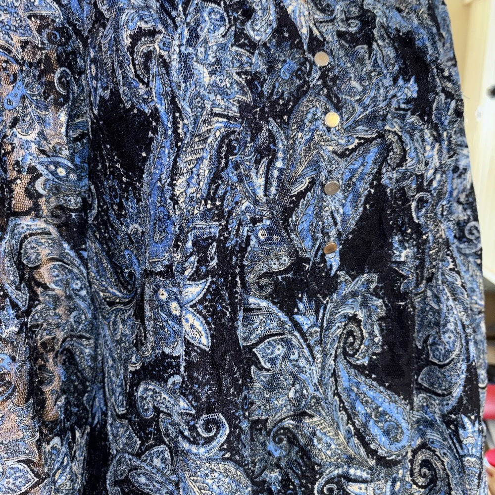 Westport XL Blue Paisley Tunic Blouse - Picture 3 of 8